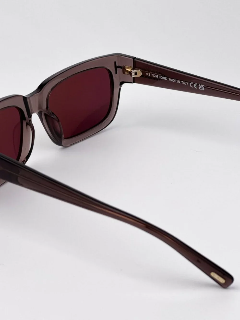 Tom Ford EZRA Men’s Sunglasses Brown Bordeaux Mirror Rectangle FT1075/S 45U